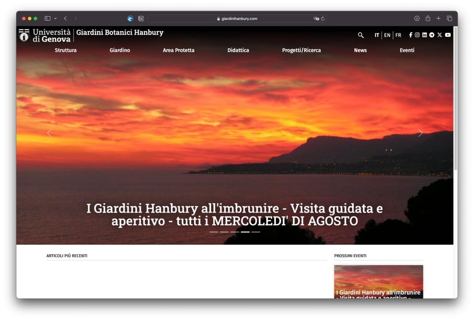 Home page of https://giardinihanbury.com